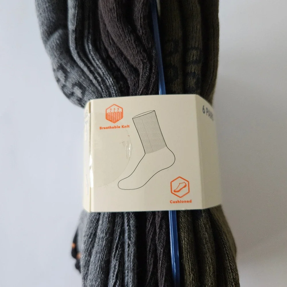 Dockers Cushioned Crew Socks Mens Sz 6-12.5 NEW 6 Pairs - Breathable Knit